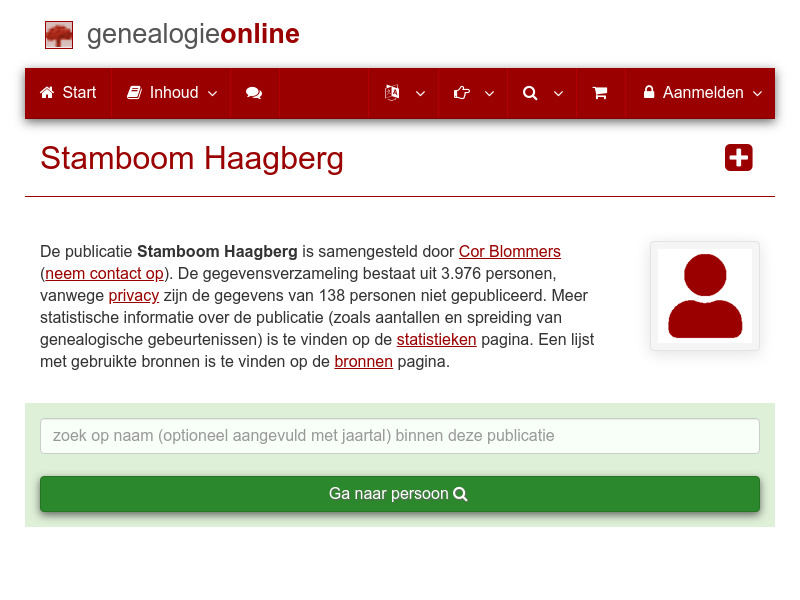 Screenshot van website