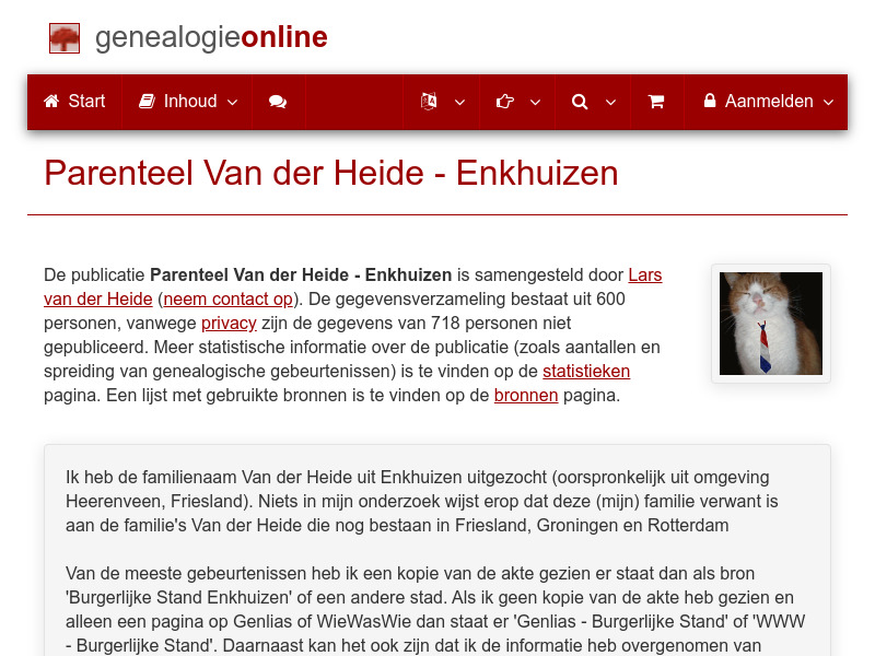 Screenshot van website