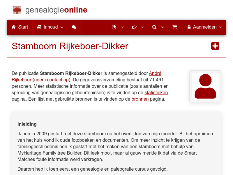 Screenshot van website