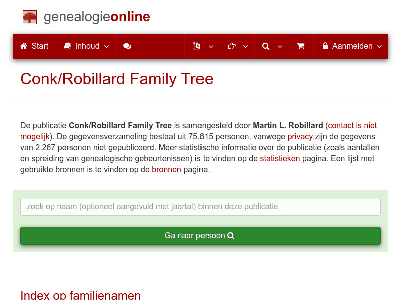 Screenshot van website