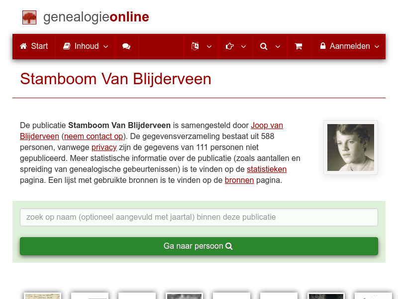Screenshot van website