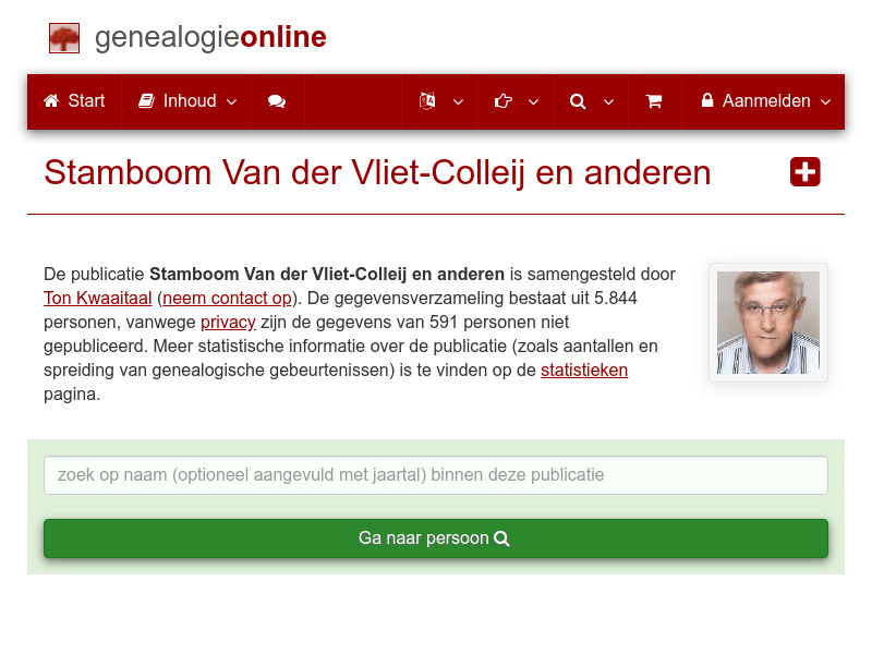 Screenshot van website