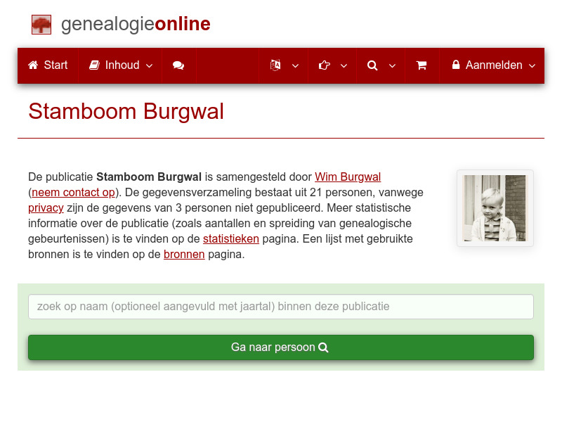 Screenshot van website
