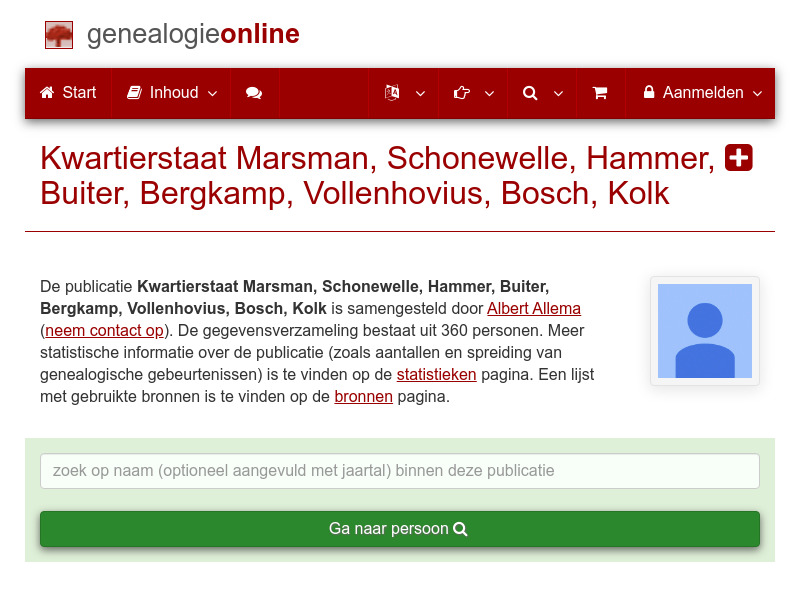 Screenshot van website
