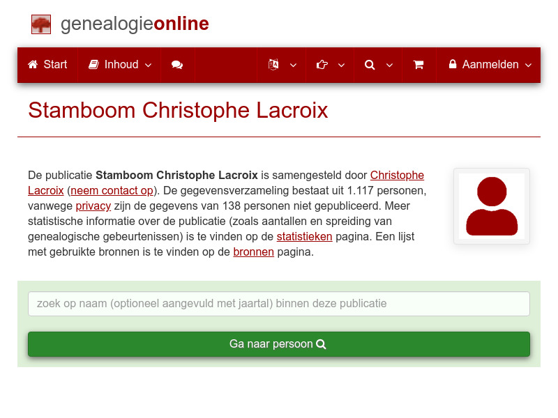 Screenshot van website