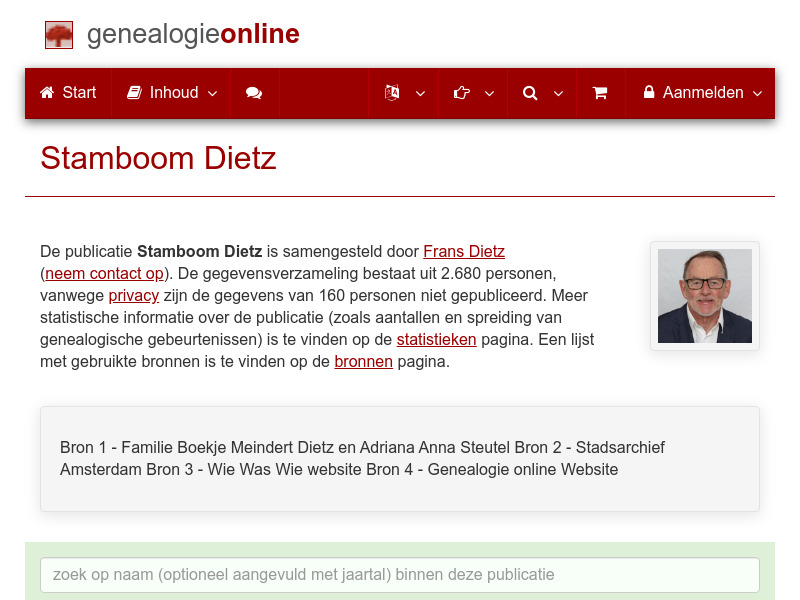 Screenshot van website