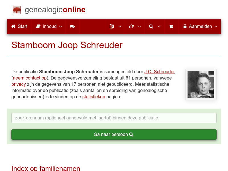 Screenshot van website