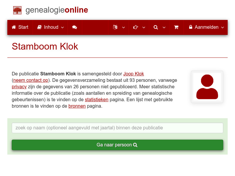 Screenshot van website
