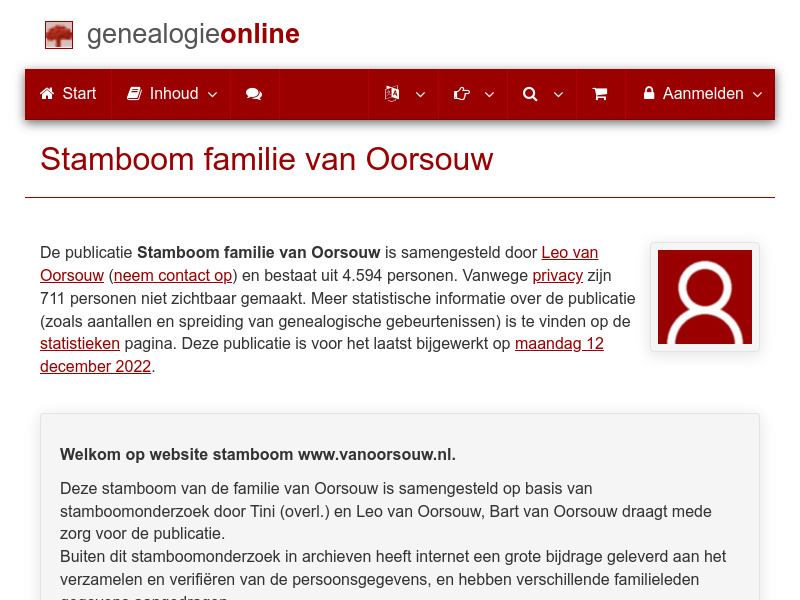 Screenshot van website