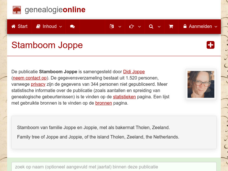 Screenshot van website