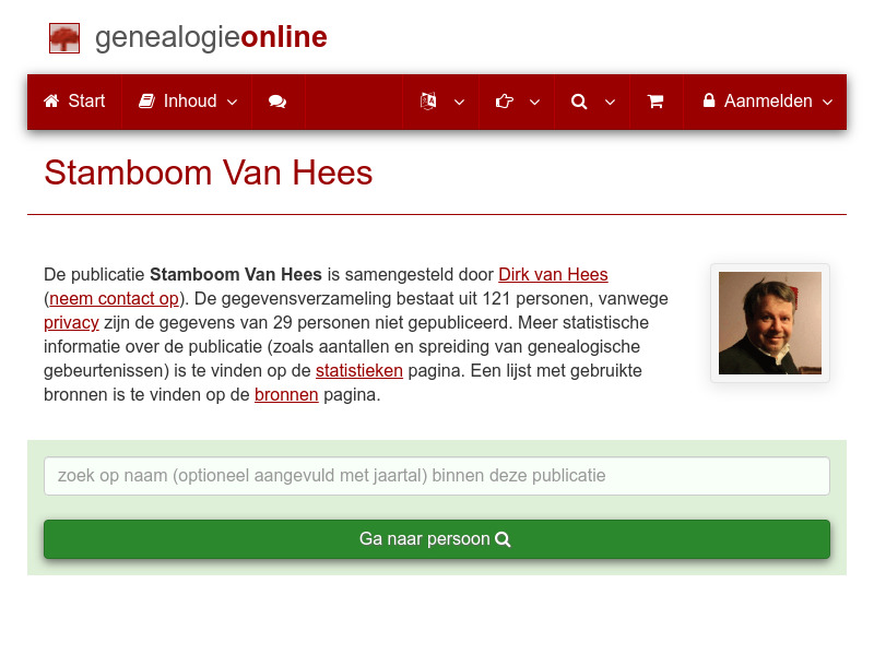 Screenshot van website