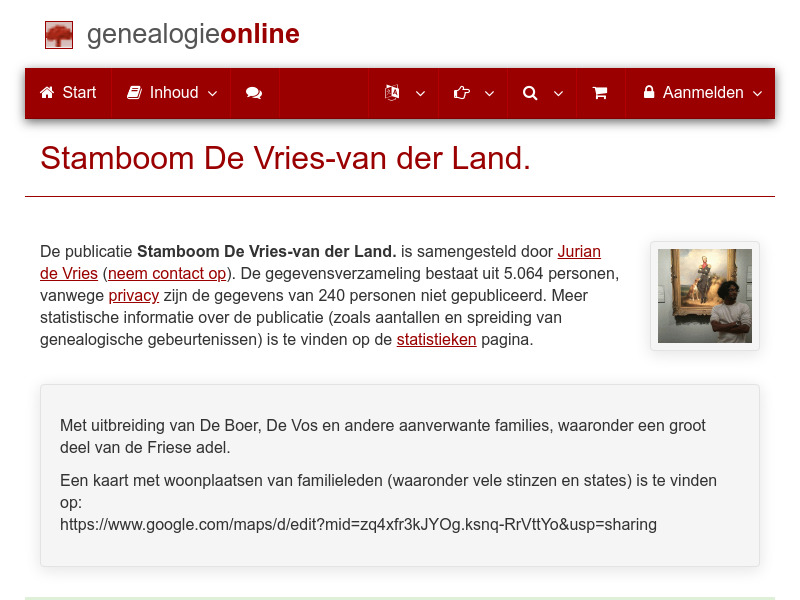 Screenshot van website