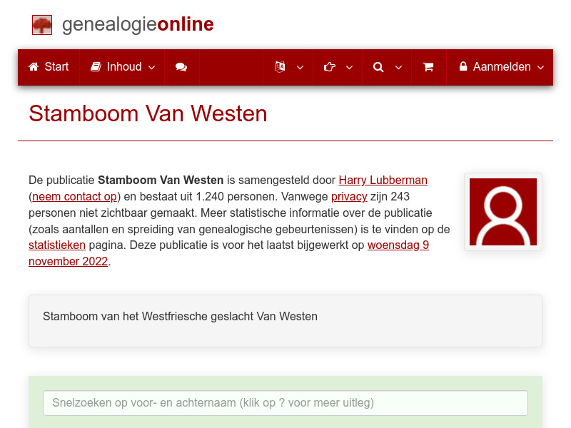 Screenshot van website