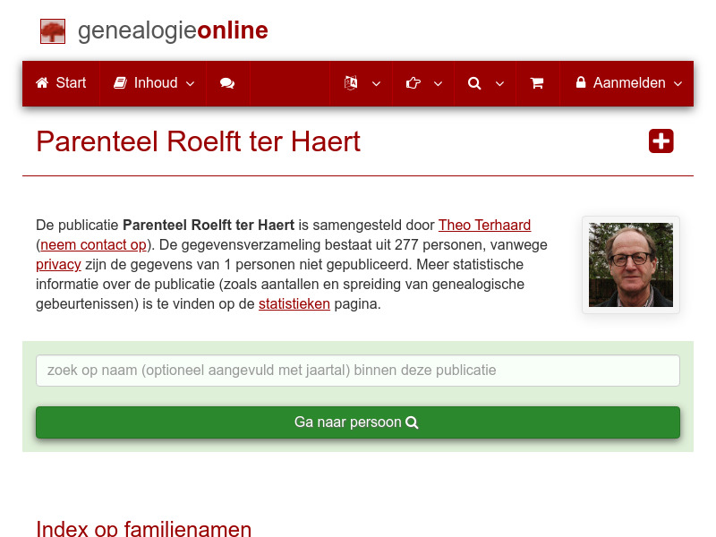 Screenshot van website