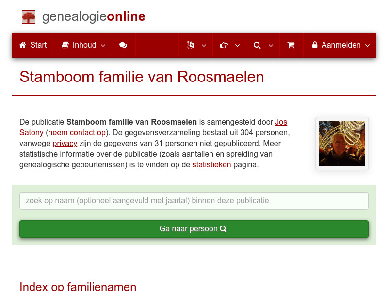 Screenshot van website