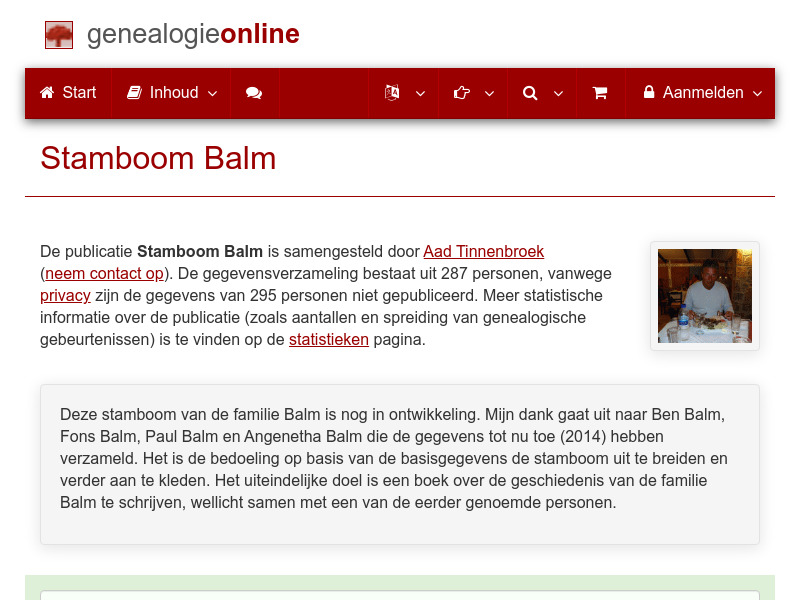 Screenshot van website