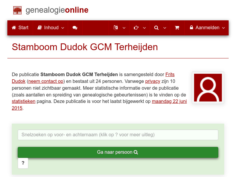Screenshot van website