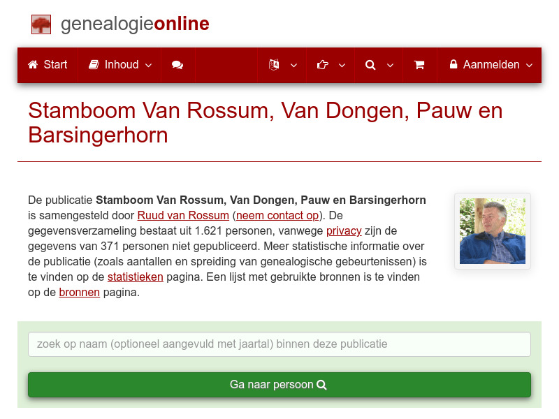 Screenshot van website