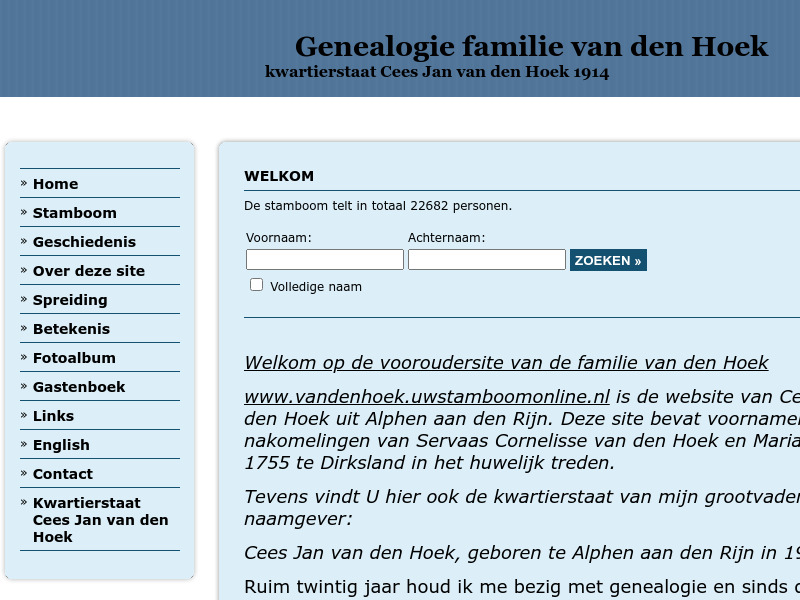 Screenshot van website