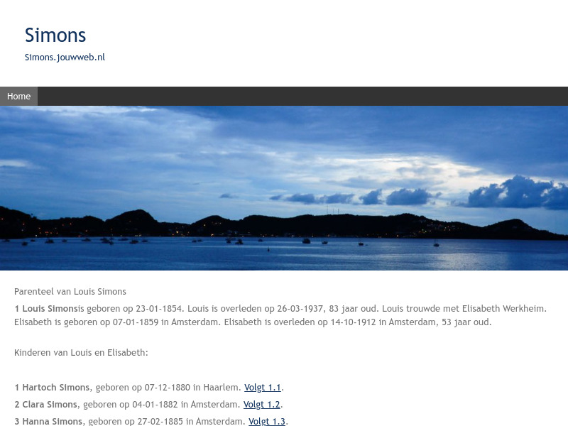 Screenshot van website