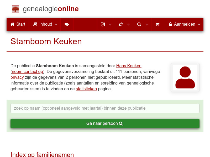 Screenshot van website