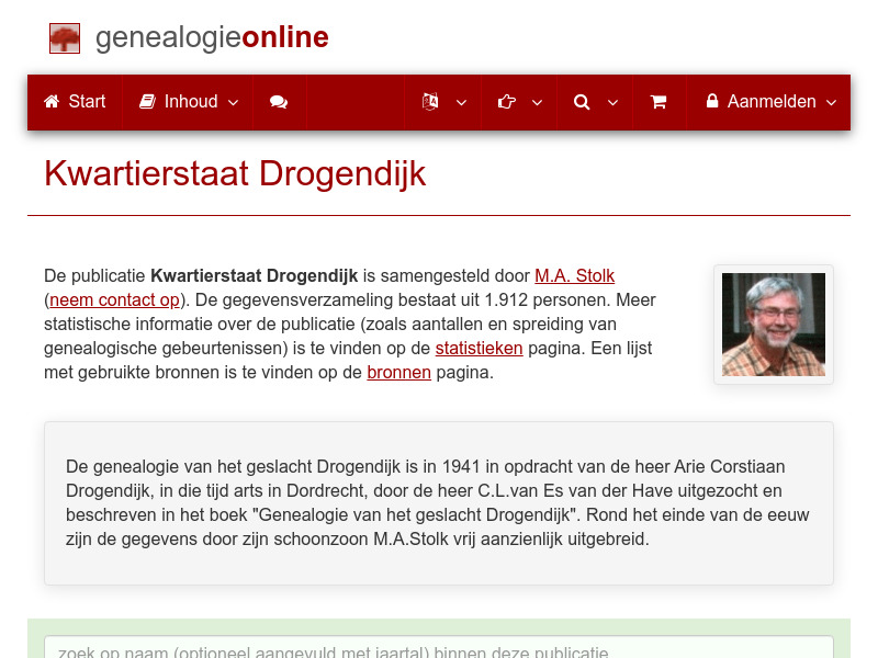 Screenshot van website