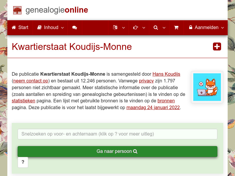Screenshot van website