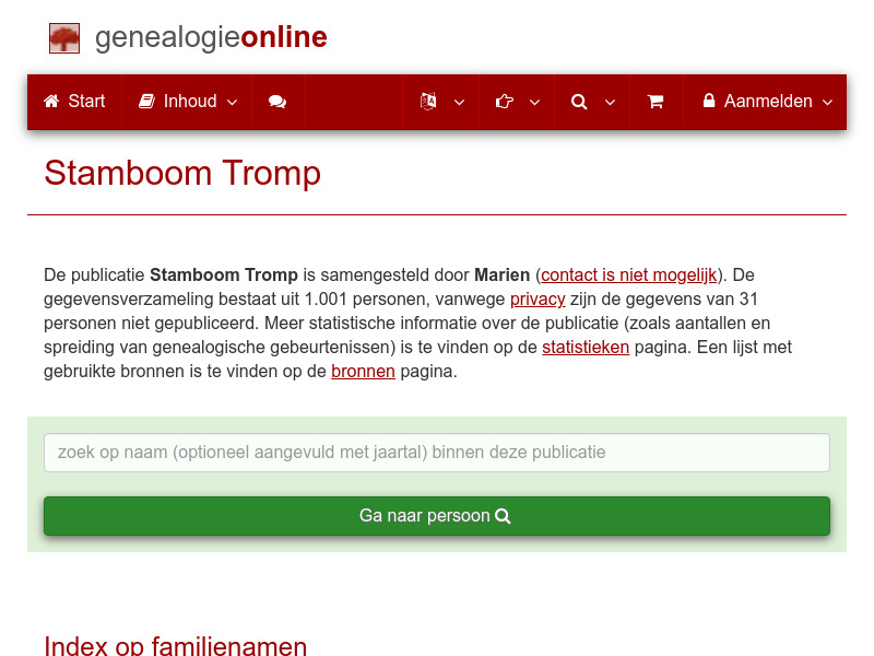 Screenshot van website