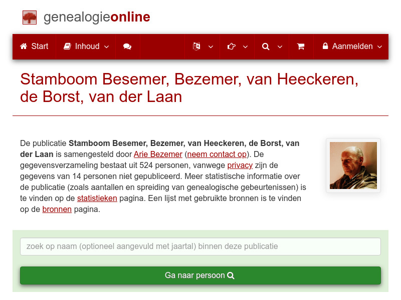 Screenshot van website