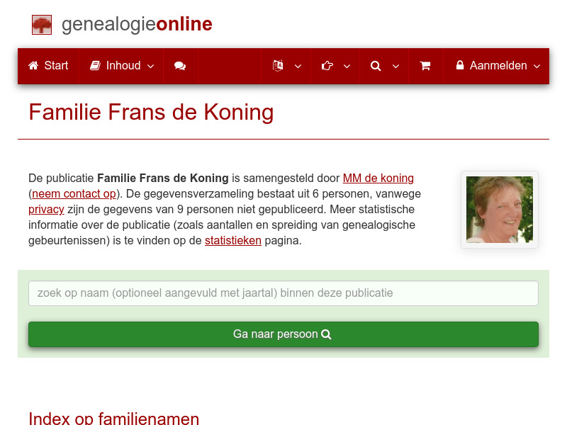 Screenshot van website