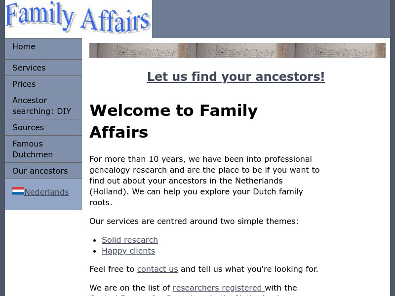 Screenshot van website