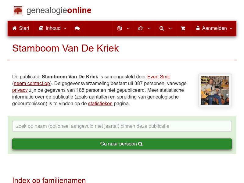 Screenshot van website