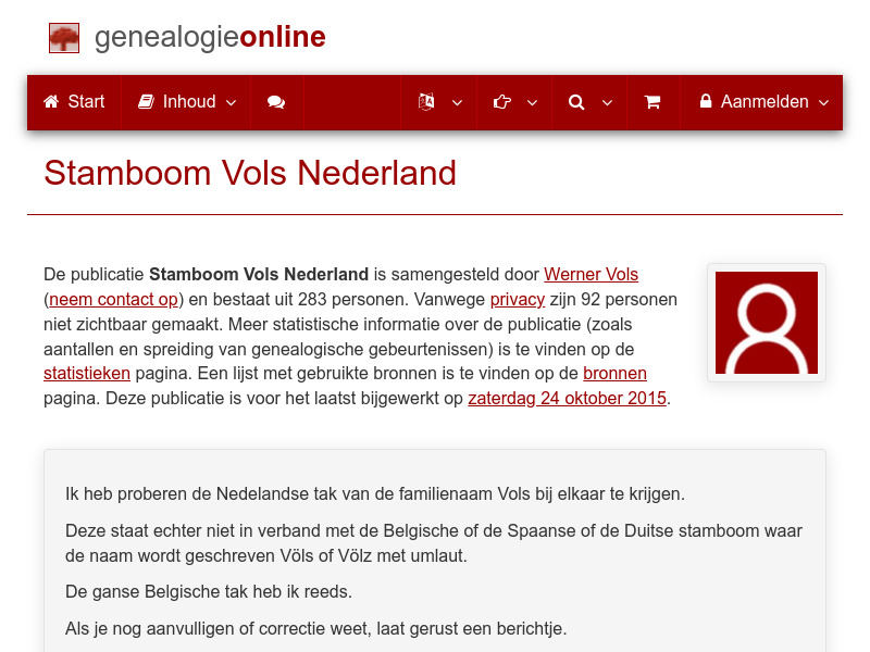 Screenshot van website