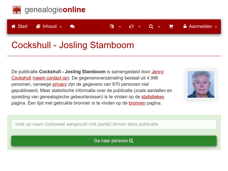 Screenshot van website
