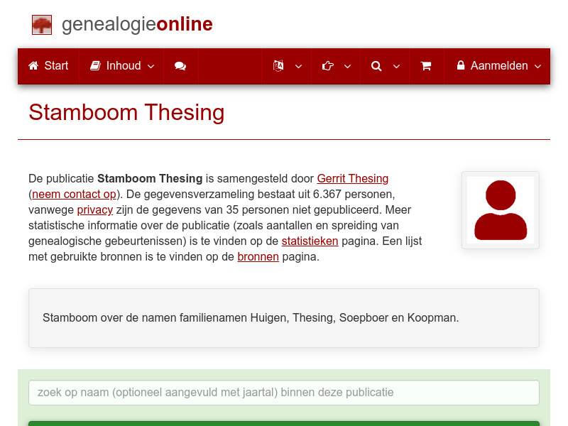 Screenshot van website