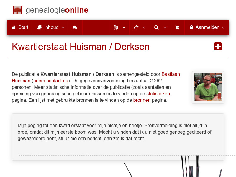 Screenshot van website