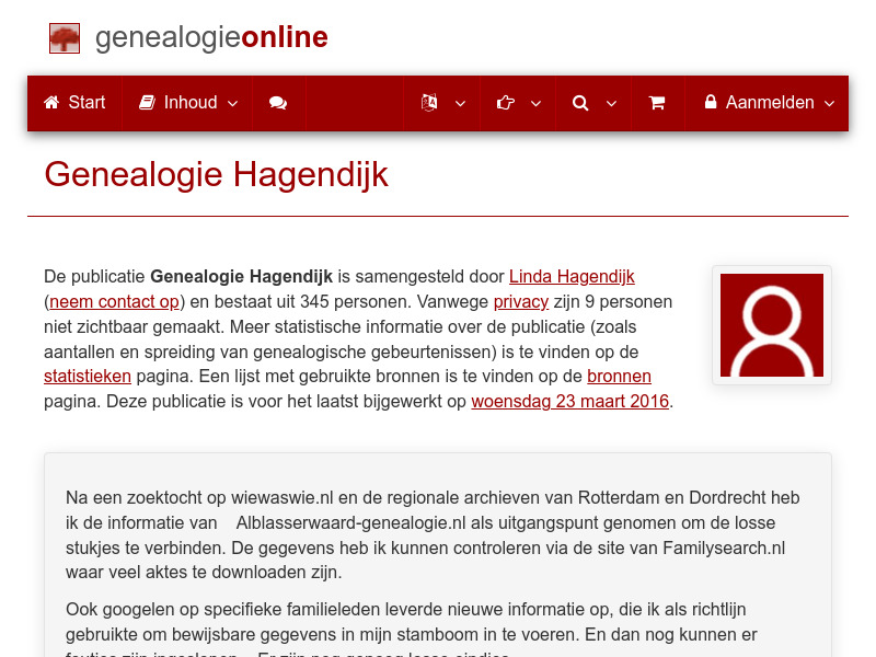 Screenshot van website
