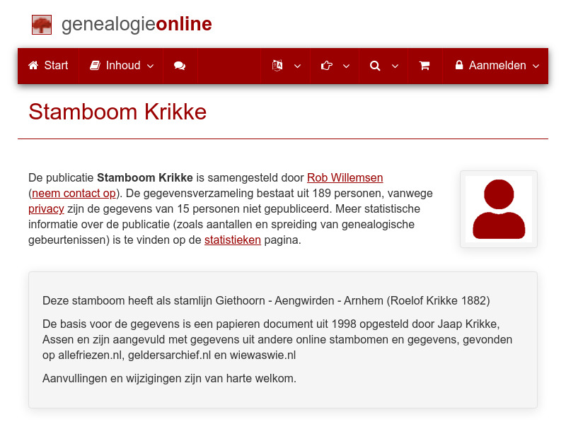 Screenshot van website
