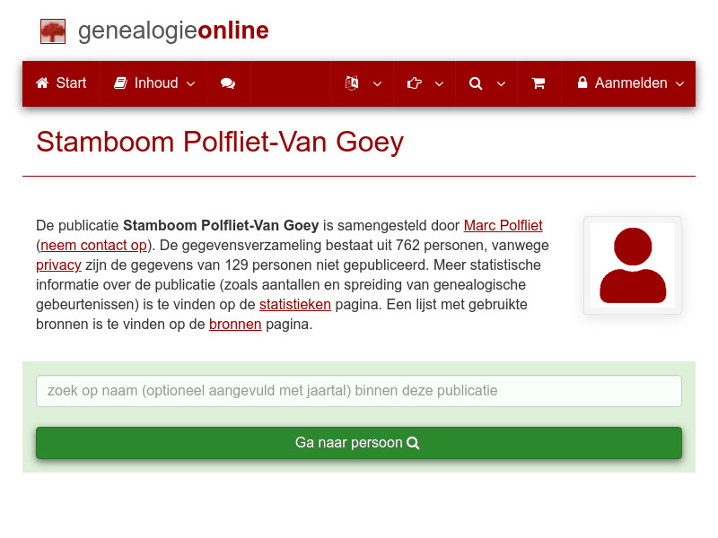 Screenshot van website