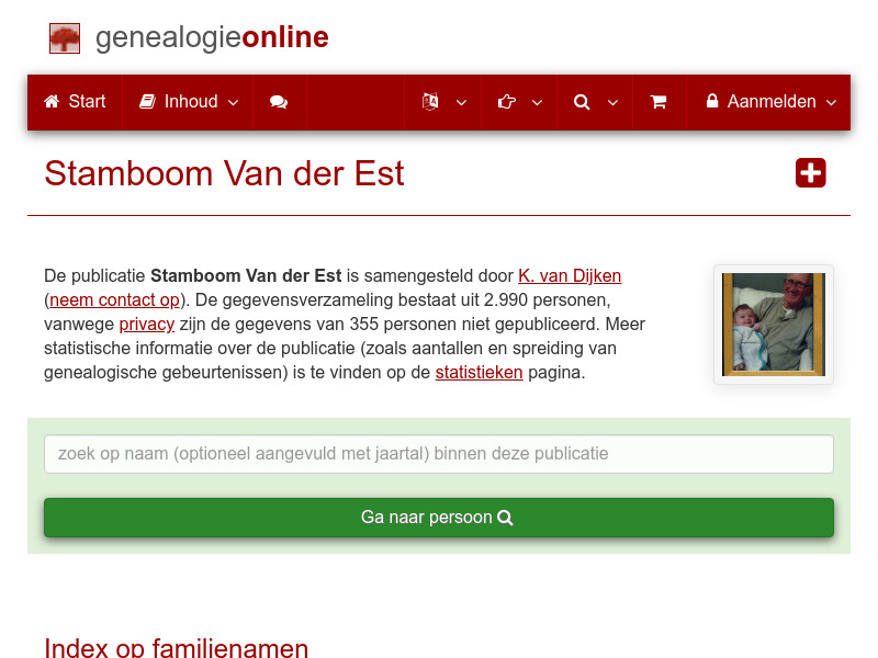 Screenshot van website