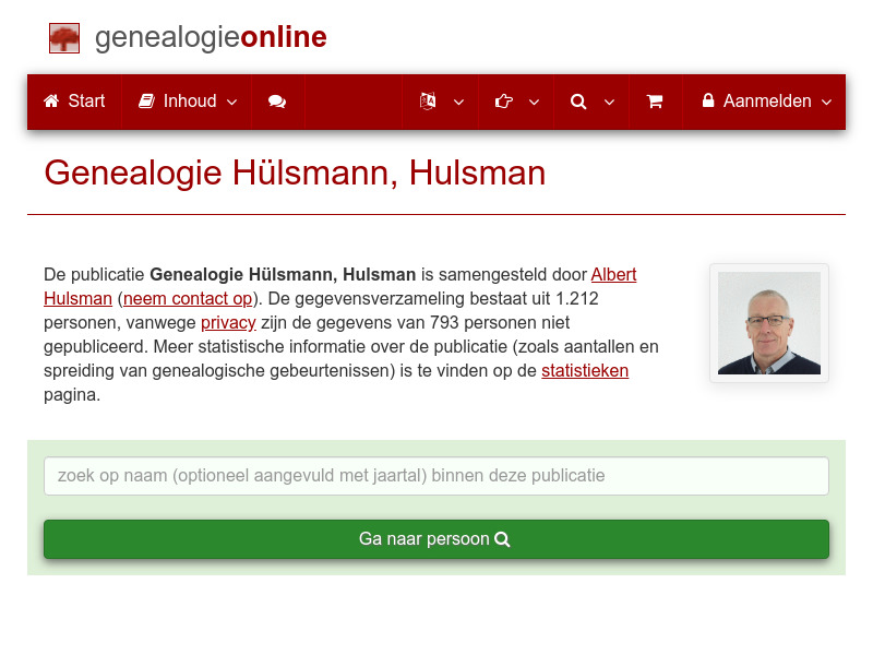Screenshot van website