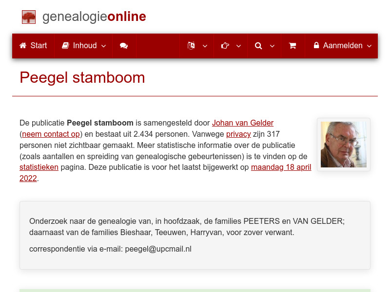 Screenshot van website