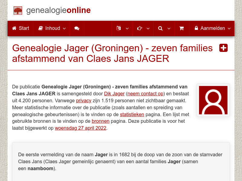 Screenshot van website