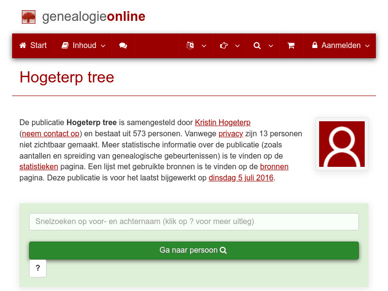 Screenshot van website