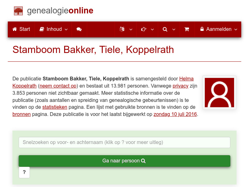 Screenshot van website