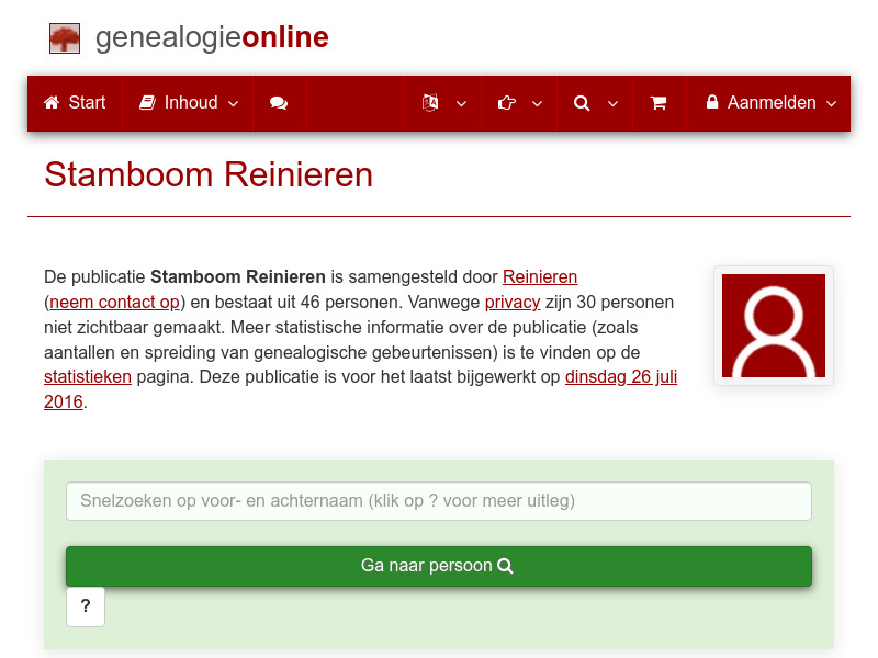 Screenshot van website
