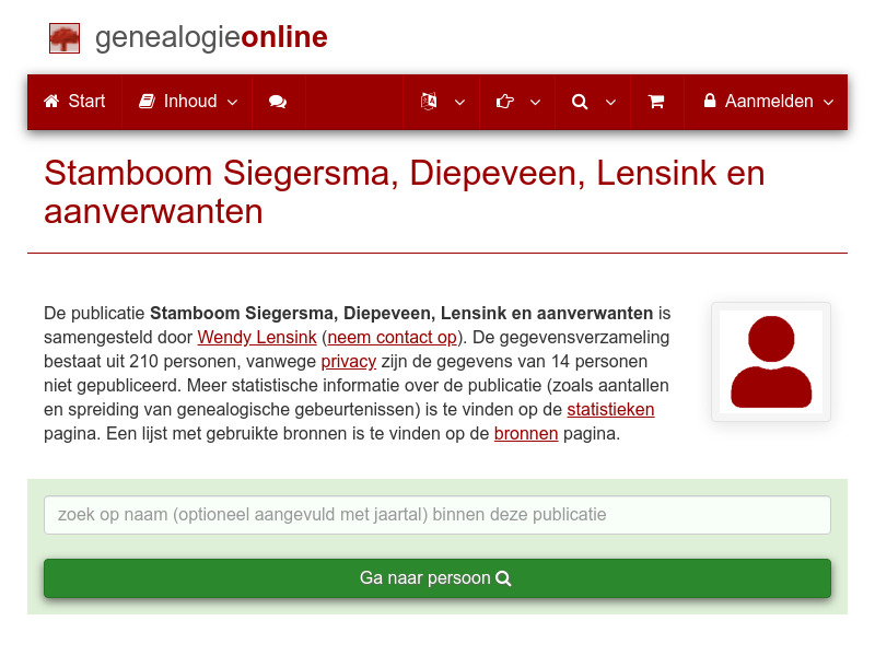 Screenshot van website