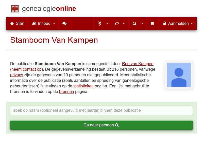 Screenshot van website