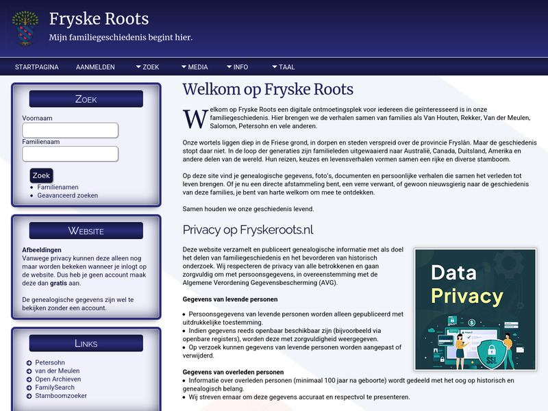 Screenshot van website