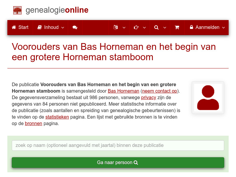 Screenshot van website